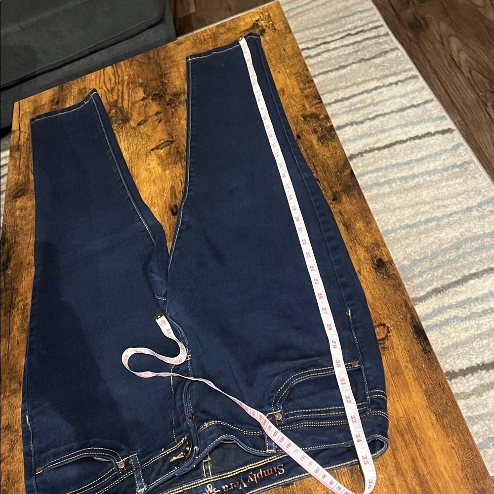 Vera Wang Simply Vera Dark Blue Skinny Ankle Jeans - Picture 7 of 8